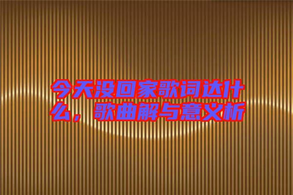 今天沒回家歌詞達(dá)什么，歌曲解與意義析
