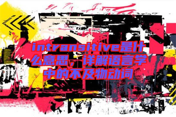 intransitive是什么意思，詳解語言學中的不及物動詞