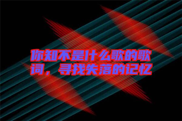 你知不是什么歌的歌詞，尋找失落的記憶