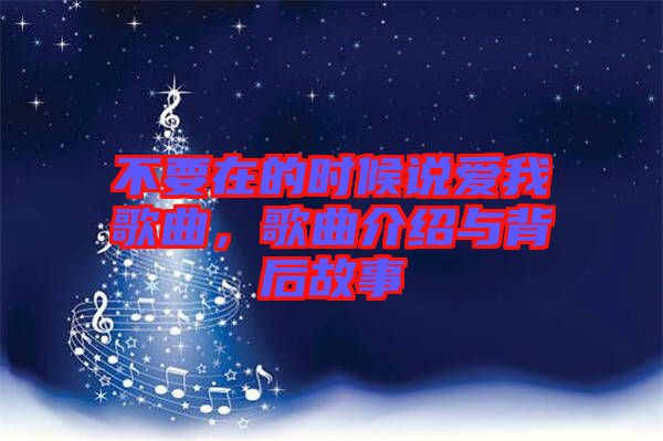 不要在的時(shí)候說(shuō)愛(ài)我歌曲，歌曲介紹與背后故事