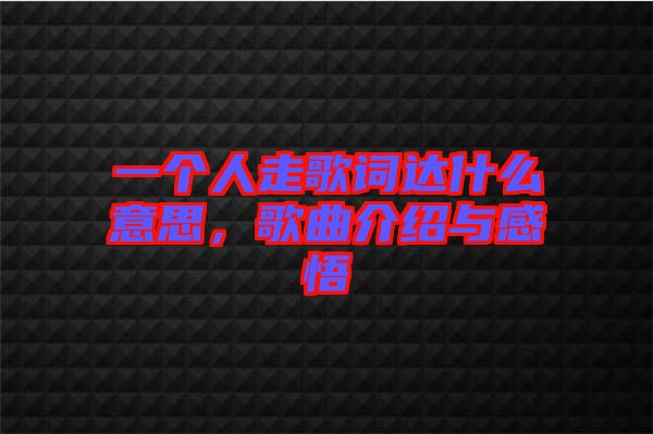 一個人走歌詞達(dá)什么意思，歌曲介紹與感悟