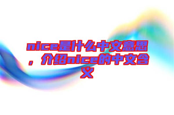 nice是什么中文意思，介紹nice的中文含義