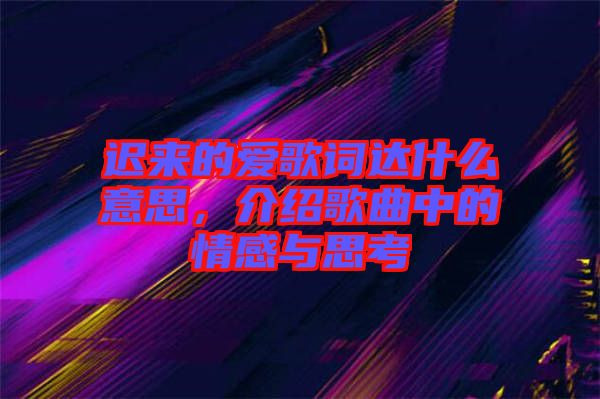 遲來的愛歌詞達什么意思，介紹歌曲中的情感與思考