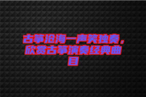 古箏滄海一聲笑獨奏，欣賞古箏演奏經(jīng)典曲目