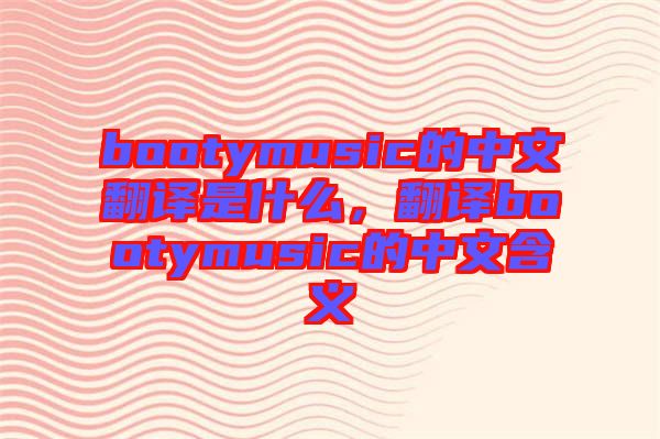 bootymusic的中文翻譯是什么，翻譯bootymusic的中文含義