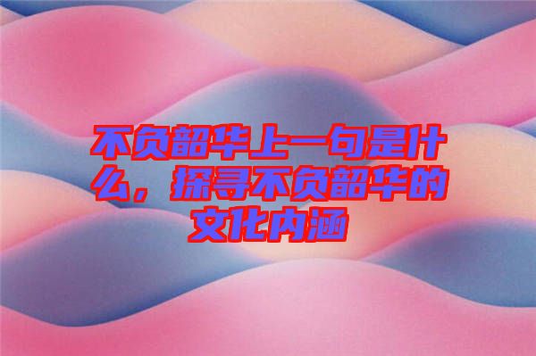 不負(fù)韶華上一句是什么，探尋不負(fù)韶華的文化內(nèi)涵