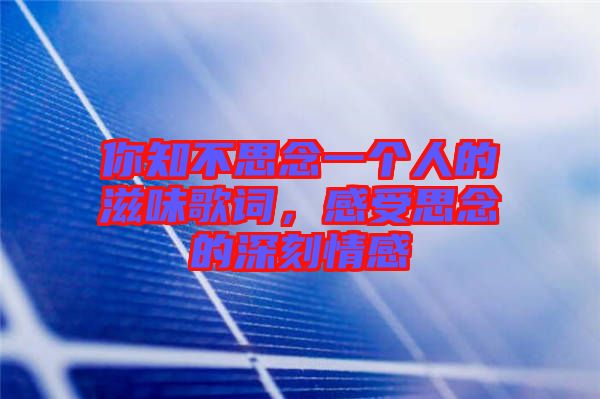 你知不思念一個人的滋味歌詞，感受思念的深刻情感