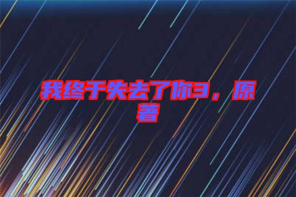 我終于失去了你3，原著