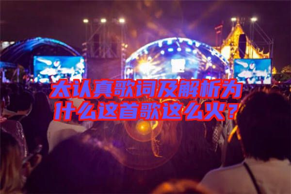 太認(rèn)真歌詞及解析為什么這首歌這么火？