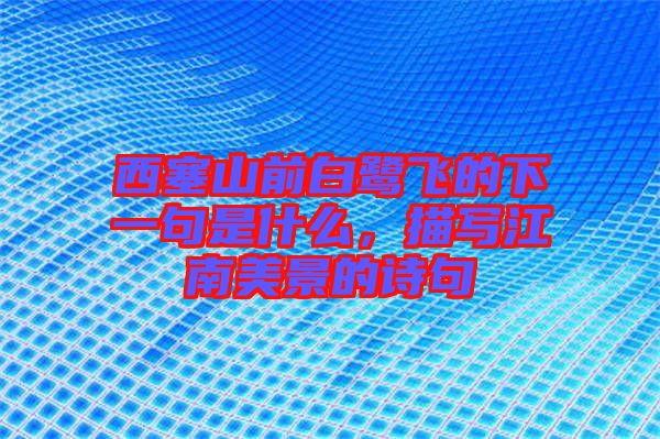西塞山前白鷺飛的下一句是什么，描寫(xiě)江南美景的詩(shī)句