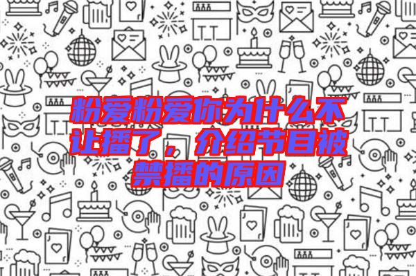 粉愛(ài)粉愛(ài)你為什么不讓播了，介紹節(jié)目被禁播的原因