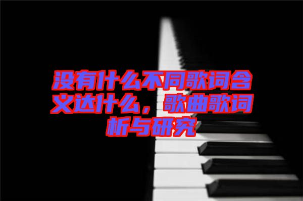 沒有什么不同歌詞含義達什么，歌曲歌詞析與研究