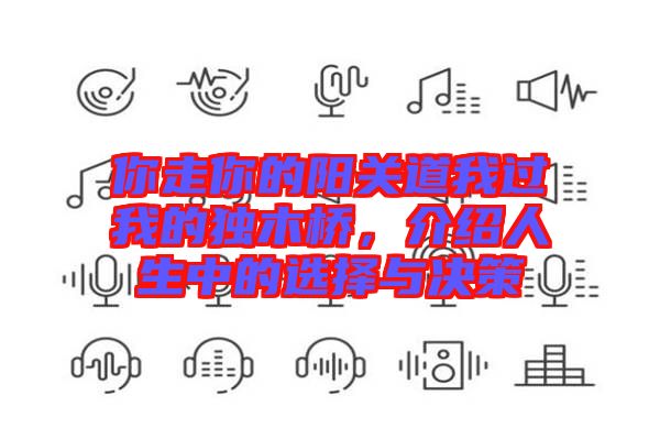 你走你的陽關(guān)道我過我的獨(dú)木橋，介紹人生中的選擇與決策