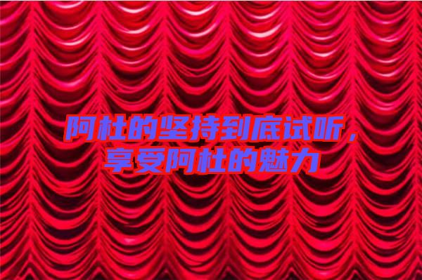 阿杜的堅(jiān)持到底試聽(tīng)，享受阿杜的魅力