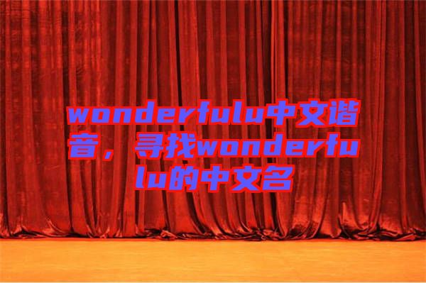 wonderfulu中文諧音，尋找wonderfulu的中文名