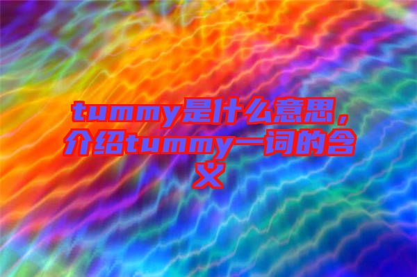 tummy是什么意思，介紹tummy一詞的含義