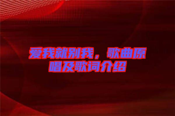 愛我就別我，歌曲原唱及歌詞介紹