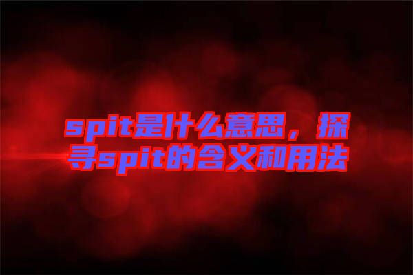 spit是什么意思，探尋spit的含義和用法