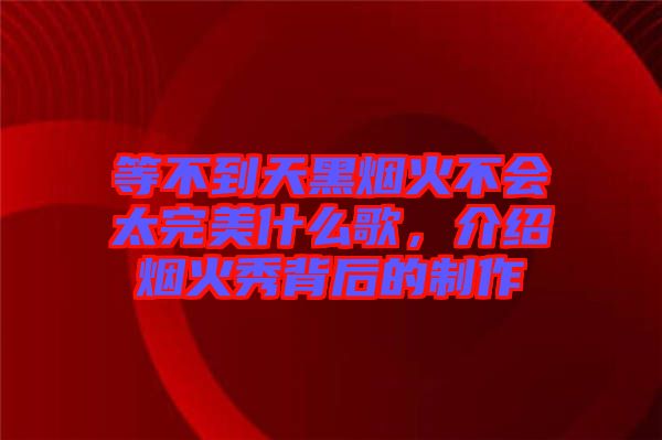 等不到天黑煙火不會(huì)太完美什么歌，介紹煙火秀背后的制作