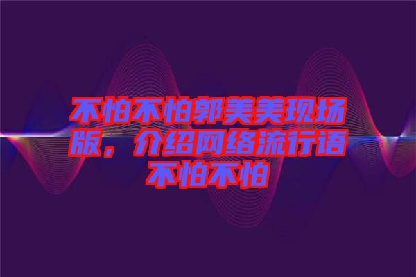 不怕不怕郭美美現(xiàn)場版，介紹網(wǎng)絡(luò)流行語不怕不怕