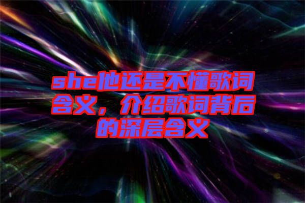 she他還是不懂歌詞含義，介紹歌詞背后的深層含義