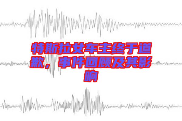 特斯拉女車主終于道歉，事件回顧及其影響