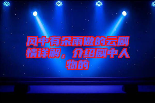 風(fēng)中有朵雨做的云劇情詳解，介紹劇中人物的