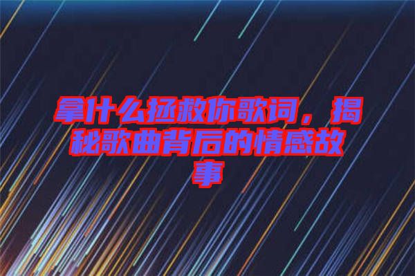 拿什么拯救你歌詞，揭秘歌曲背后的情感故事