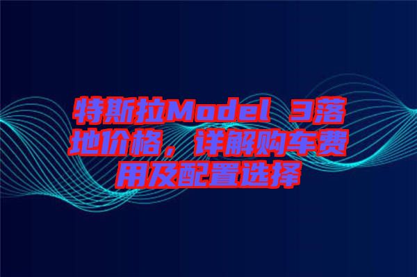 特斯拉Model 3落地價格，詳解購車費用及配置選擇