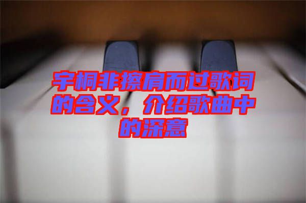 宇桐非擦肩而過歌詞的含義，介紹歌曲中的深意