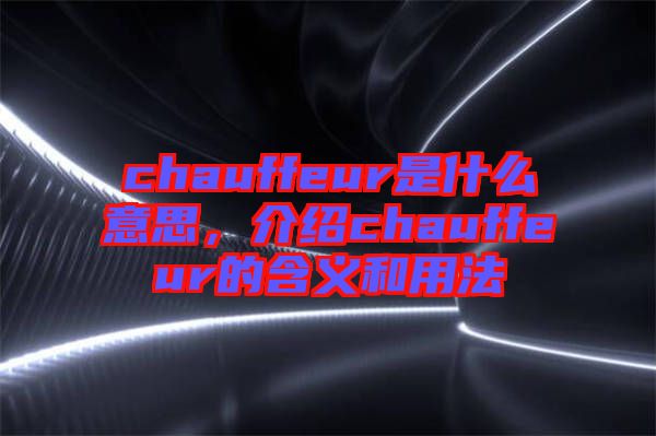 chauffeur是什么意思，介紹chauffeur的含義和用法