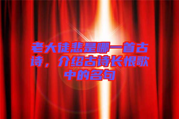 老大徒悲是哪一首古詩，介紹古詩長恨歌中的名句
