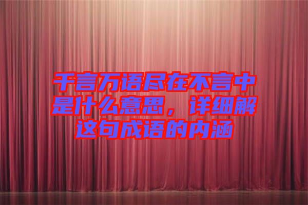 千言萬(wàn)語(yǔ)盡在不言中是什么意思，詳細(xì)解這句成語(yǔ)的內(nèi)涵