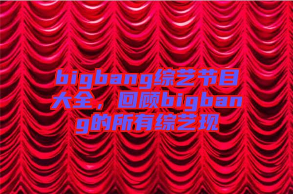 bigbang綜藝節(jié)目大全，回顧bigbang的所有綜藝現(xiàn)