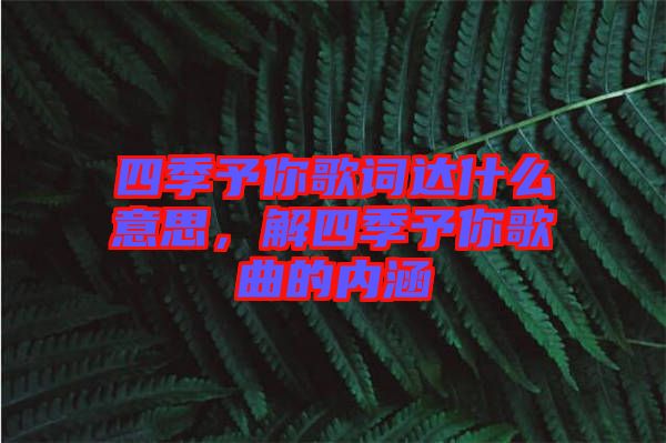 四季予你歌詞達(dá)什么意思，解四季予你歌曲的內(nèi)涵