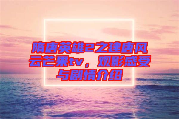 隋唐英雄2之建唐風(fēng)云芒果tv，觀影感受與劇情介紹