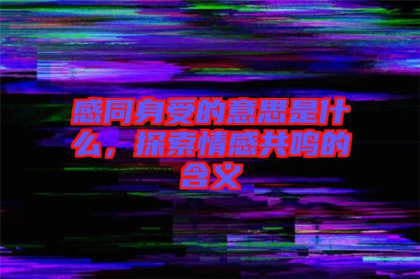 感同身受的意思是什么，探索情感共鳴的含義