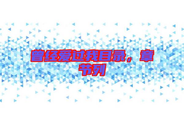 曾經愛過我目錄，章節(jié)列