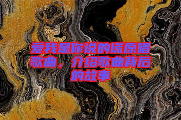 愛我是你說的謊原唱歌曲，介紹歌曲背后的故事