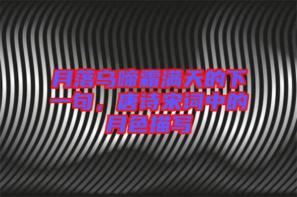月落烏啼霜滿天的下一句，唐詩(shī)宋詞中的月色描寫