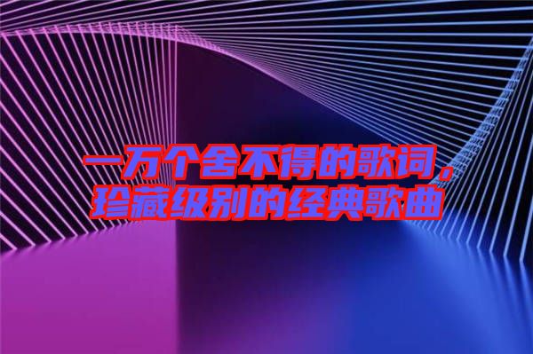 一萬個舍不得的歌詞，珍藏級別的經(jīng)典歌曲