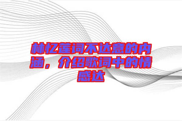 林憶蓮詞不達(dá)意的內(nèi)涵，介紹歌詞中的情感達(dá)