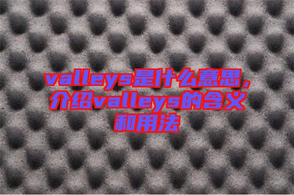 valleys是什么意思，介紹valleys的含義和用法