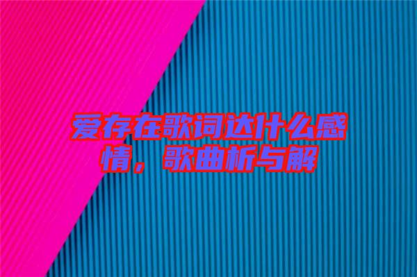 愛存在歌詞達什么感情，歌曲析與解