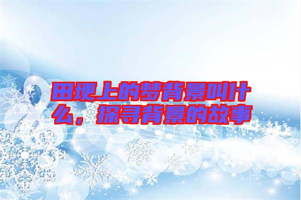 田埂上的夢背景叫什么，探尋背景的故事