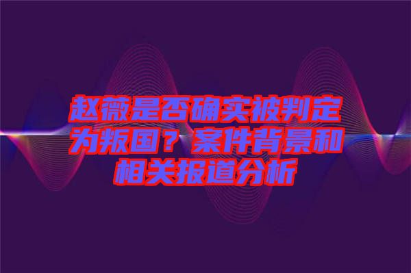 趙薇是否確實被判定為叛國？案件背景和相關(guān)報道分析
