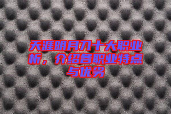 天涯明月刀十大職業(yè)析，介紹各職業(yè)特點(diǎn)與優(yōu)劣