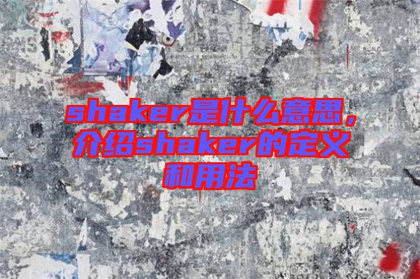 shaker是什么意思，介紹shaker的定義和用法