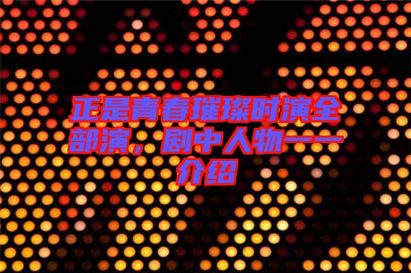 正是青春璀璨時(shí)演全部演，劇中人物一一介紹