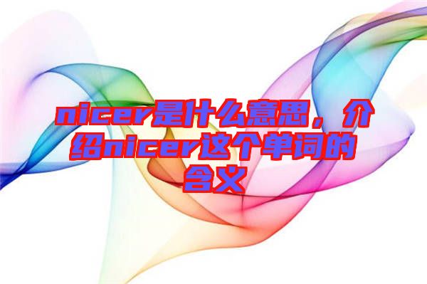 nicer是什么意思，介紹nicer這個單詞的含義